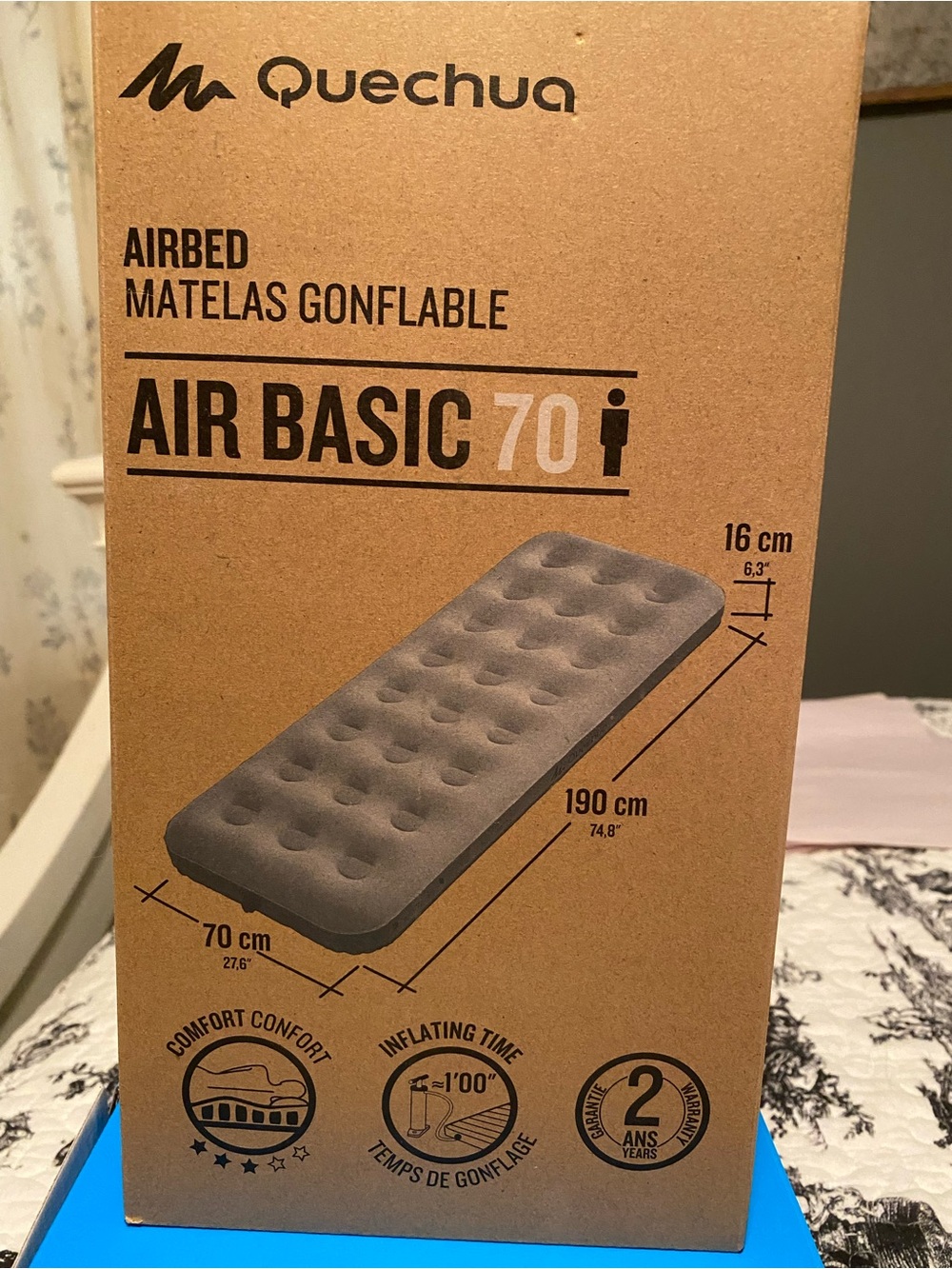 Quechua Air Basic 70 Inflatable Airbed - Grey